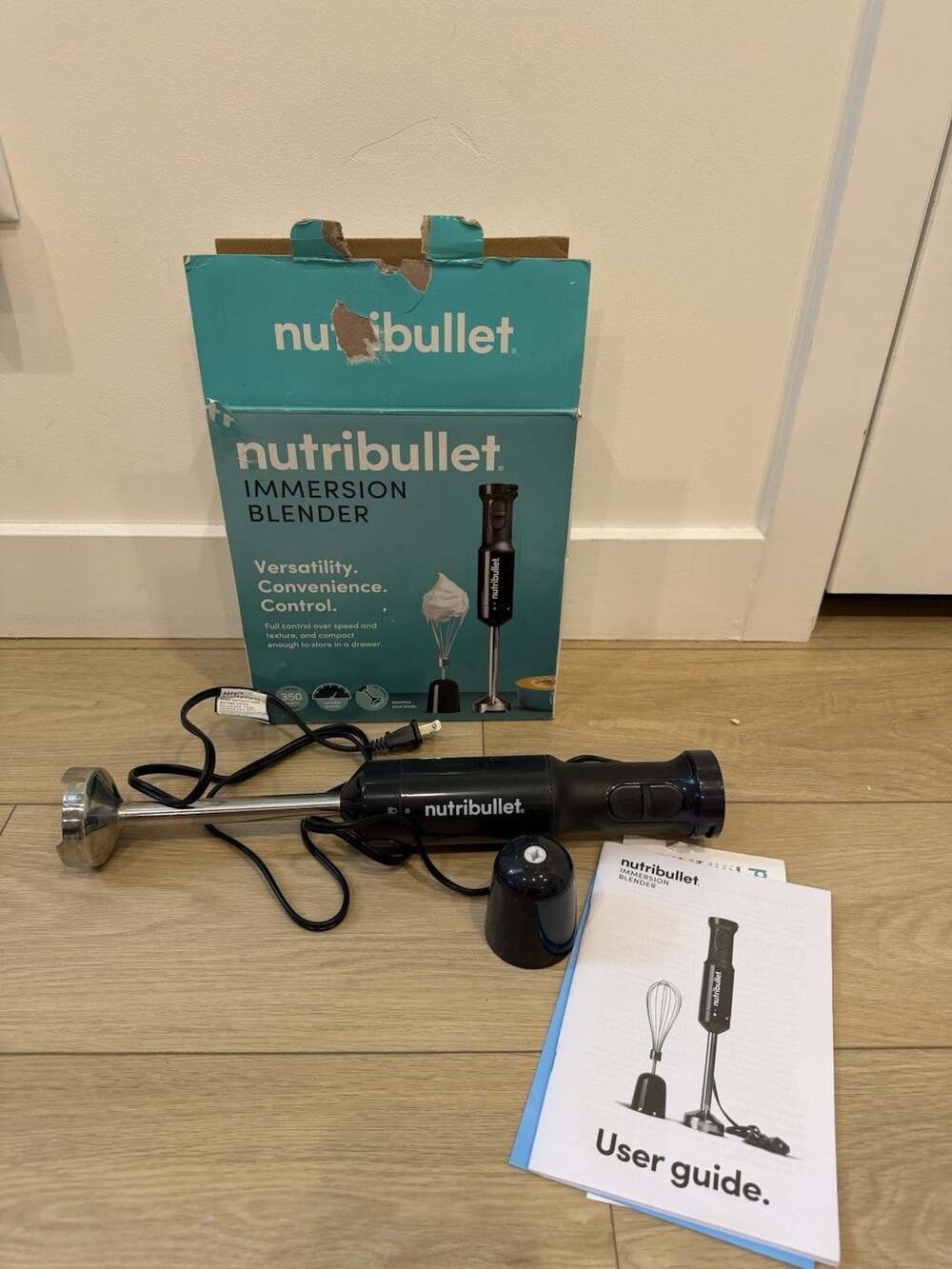 NutriBullet 350W Immersion Handheld Blender Set Variable Speed, No Whisk